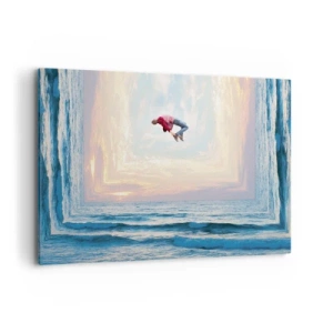 Quadro su tela - Stampe su Tela - Salto surreale sul mare nella cornice - 100x70cm - In un'altra dimensione - Decorazione murale moderna per soggiorno e camera da letto ARTTOR