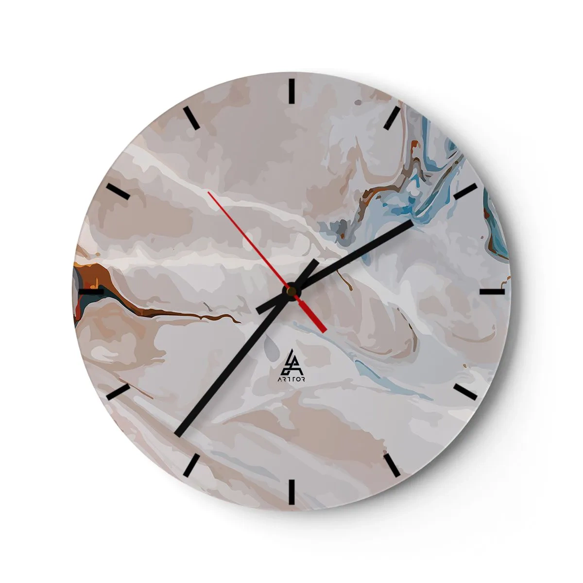 Orologio da parete - Orologio in Vetro - Meandri blu sotto il bianco - 40x40 cm