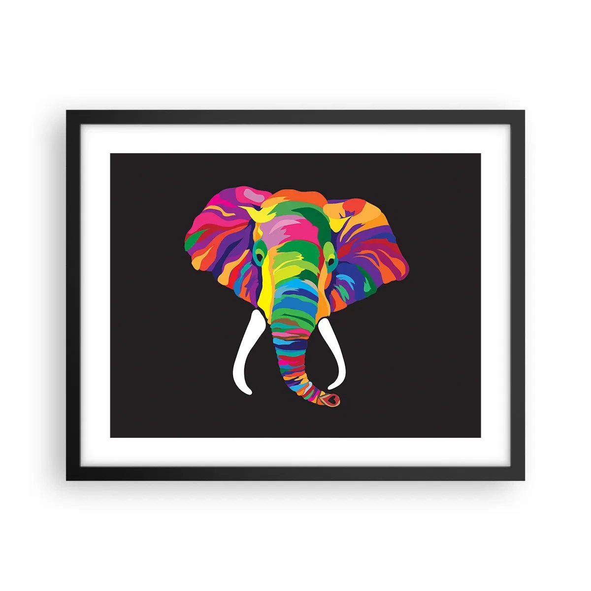 Poster in cornice nera - L'elefante che faceva il bagno nell'arcobaleno - 50x40 cm