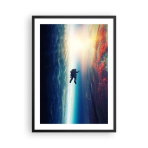 Poster in cornice nera - Astronauta nello spazio con la Terra e il sole sullo sfondo - 50x70cm - Affrontando l'universo - Decorazione murale moderna per soggiorno e camera da letto ARTTOR