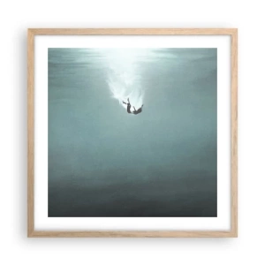 Poster in cornice rovere chiaro - Nell'abbraccio dell'oceano - 50x50 cm