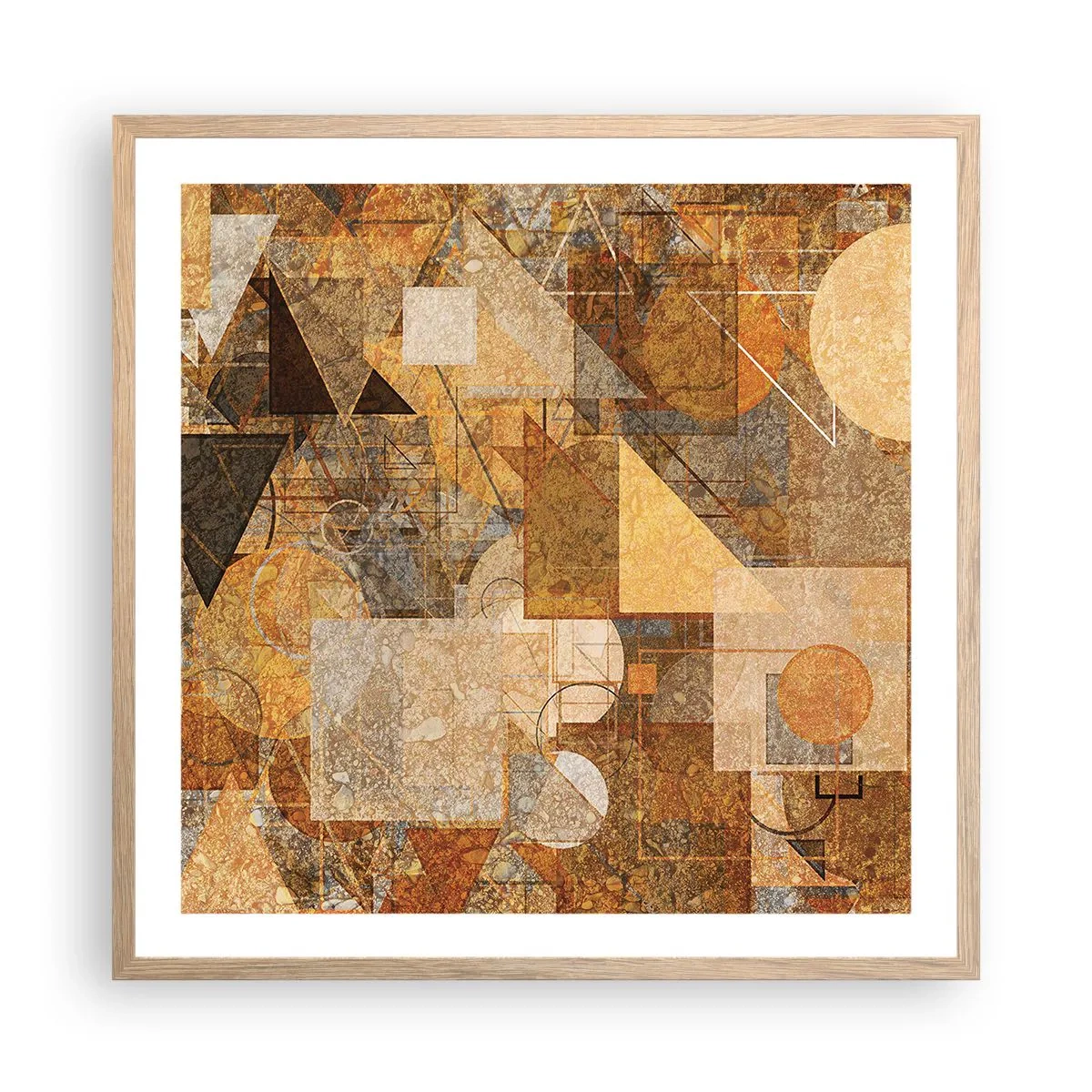 Poster in cornice rovere chiaro - Studio cubista in marrone - 60x60 cm