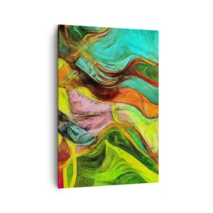 Quadro su tela - Stampe su Tela - Una composizione astratta con macchie colorate e linee dinamiche. - 70x100cm - Il movimento è vita - Decorazione murale moderna per soggiorno e camera da letto ARTTOR