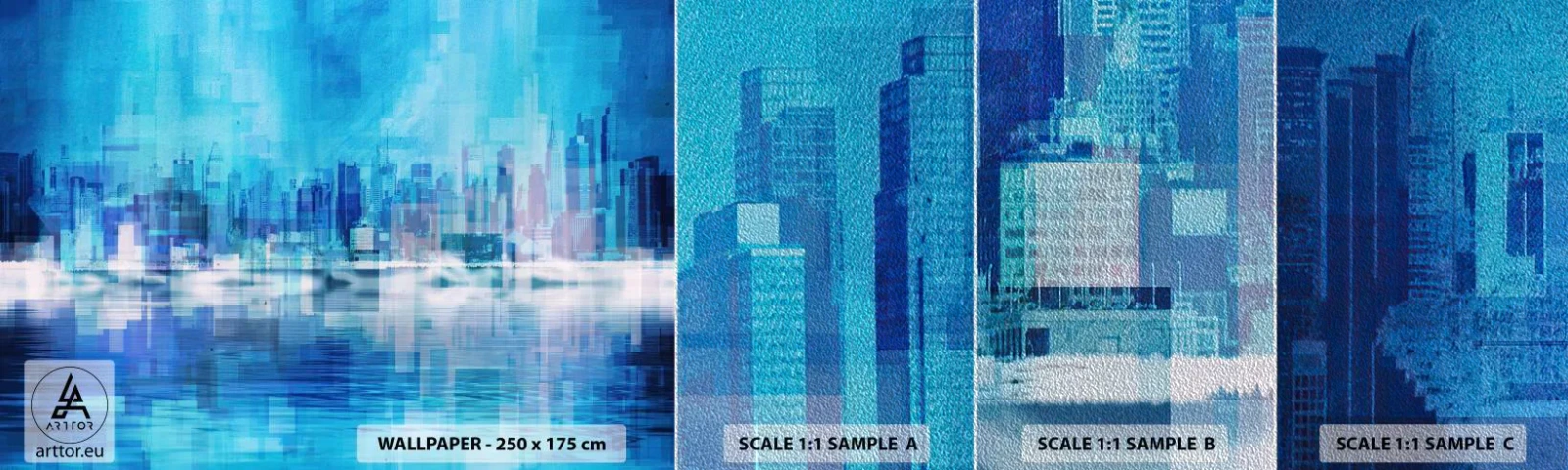 Campione di Fotomurale Premium Sand - Immersi nel blu - Astrazione, Città, Architettura - 100x30 cm