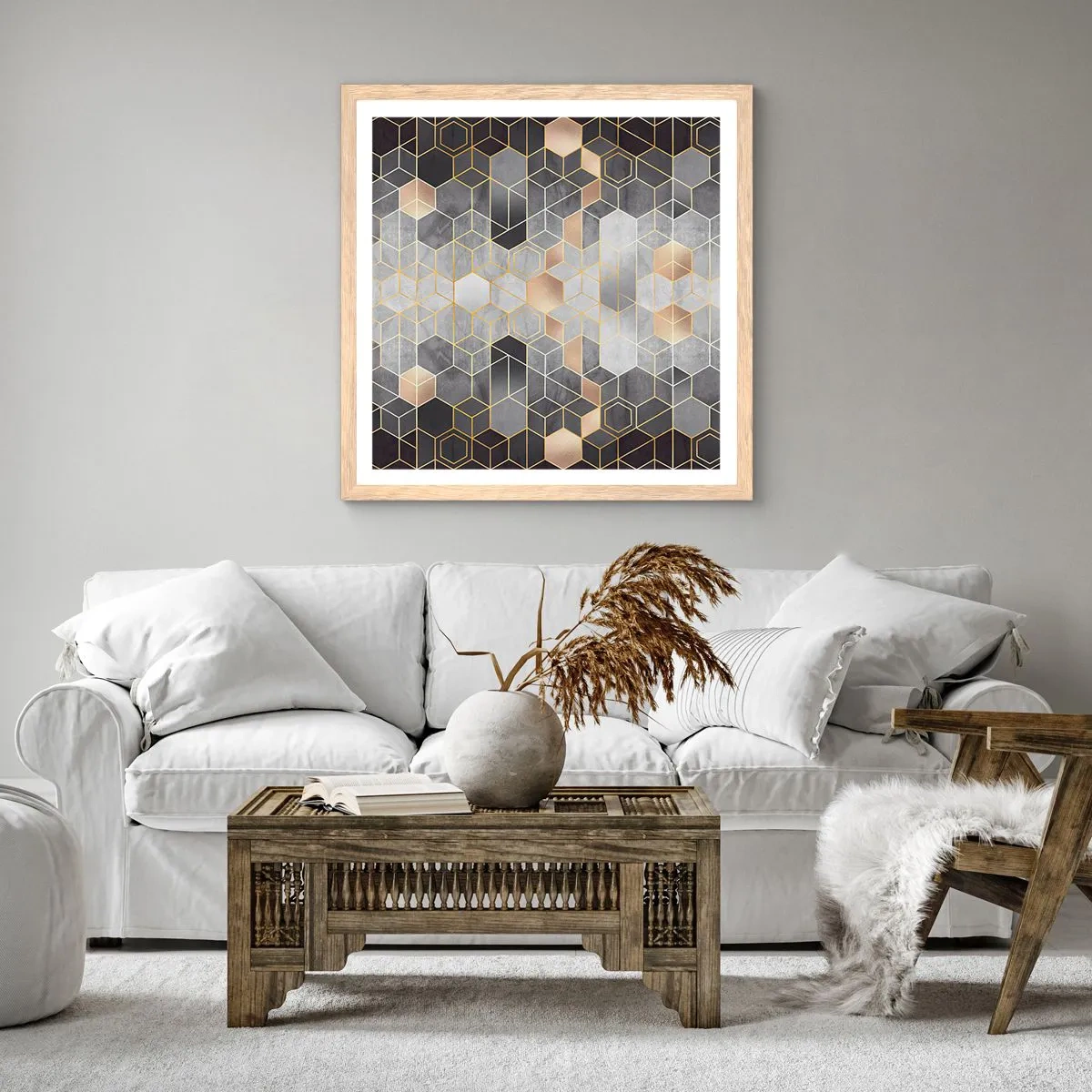 Poster in cornice rovere chiaro - Composizione di diamante - 40x40 cm