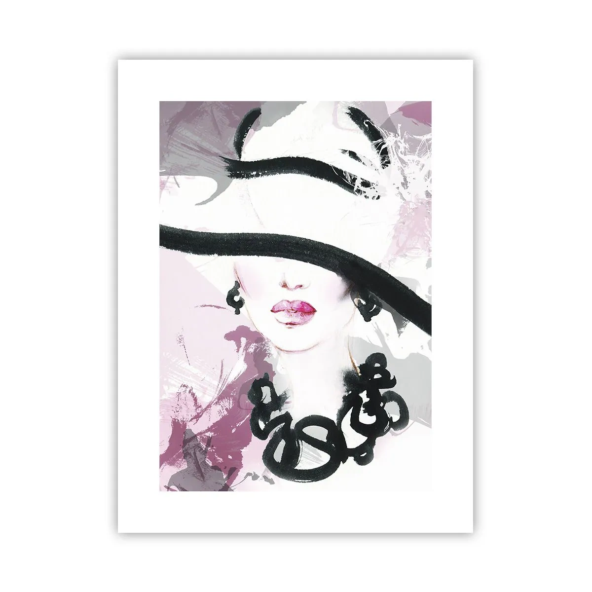 Poster - Ritratto di donna in nero e rosa - 30x40 cm