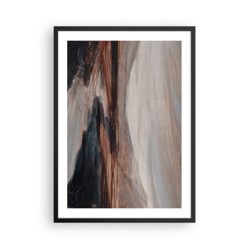 Poster in cornice nera - Composizione astratta nei toni del marrone e del nero - 50x70cm - Valle tranquilla - Decorazione murale moderna per soggiorno e camera da letto ARTTOR