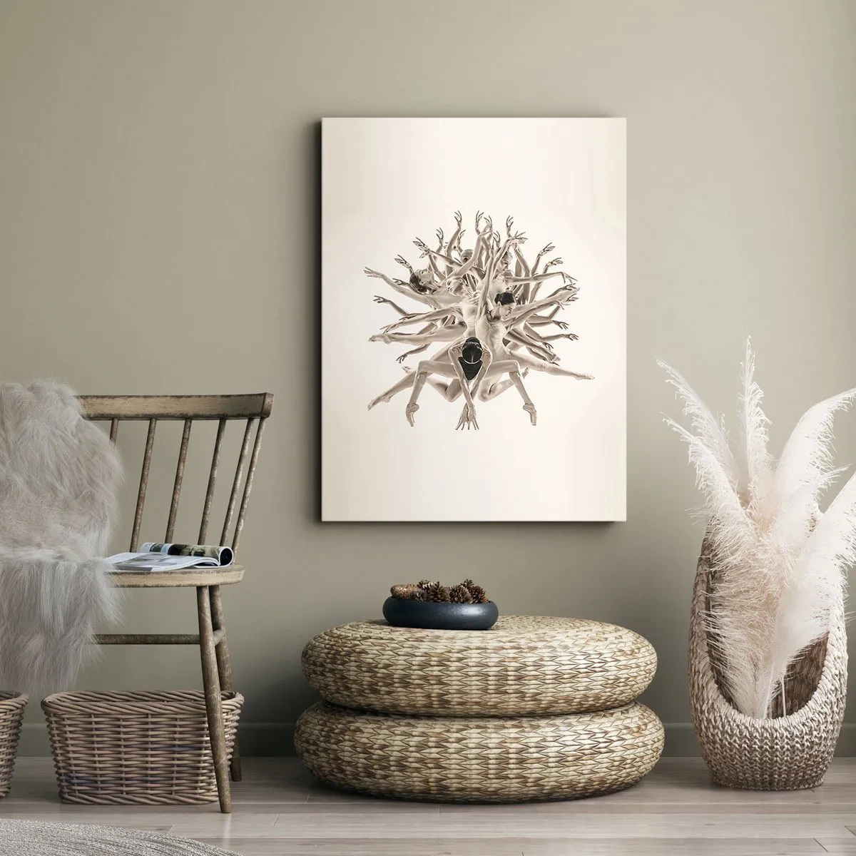 Quadro su tela - Stampe su Tela - Composizione astratta di ballerini in movimento - 80x120cm - Fiorendo nella danza - Decorazione murale moderna per soggiorno e camera da letto ARTTOR