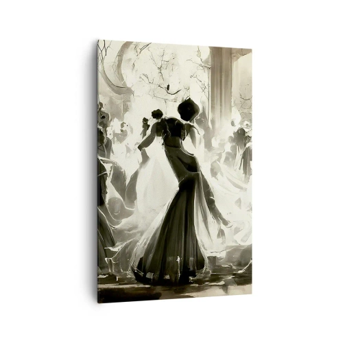 Quadro su tela - Stampe su Tela - Palla in stile retrò in bianco e nero - 80x120cm - Il gran ballo in maschera - Decorazione murale moderna per soggiorno e camera da letto ARTTOR