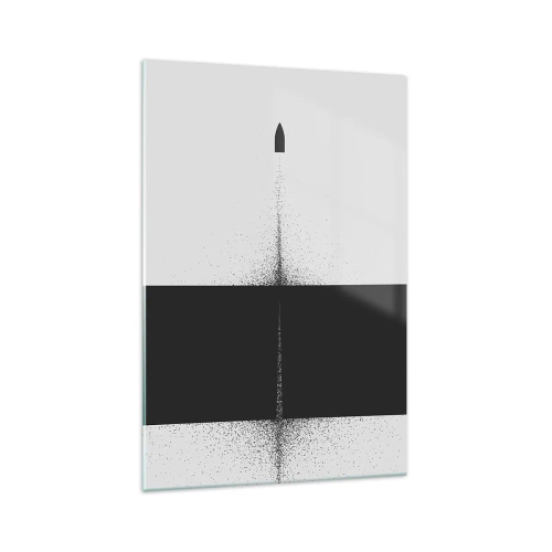 Quadro su vetro - Un proiettile simbolico in stile minimalista e astratto. - 70x100cm - Dritto allo scopo - Decorazione murale moderna per soggiorno e camera da letto ARTTOR