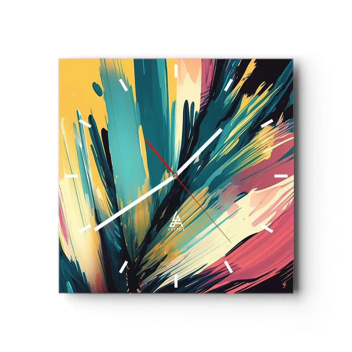 Orologio da parete - Orologio in Vetro - Composizione: esplosione di gioia - 40x40 cm
