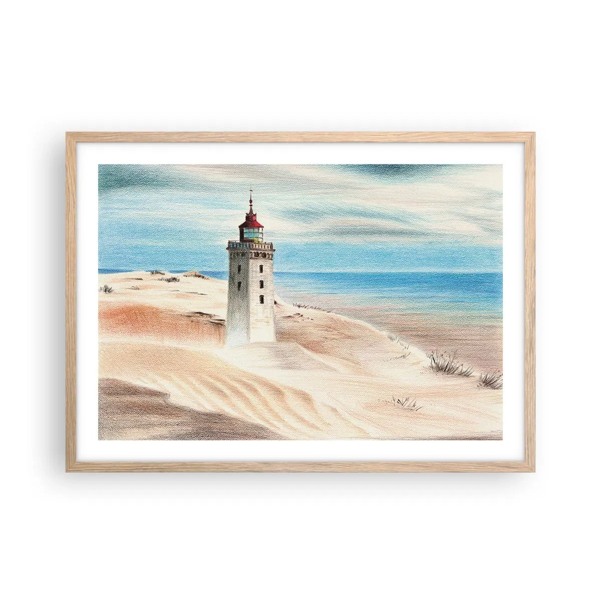 Poster in cornice rovere chiaro - Sempre guardando il mare - 70x50 cm