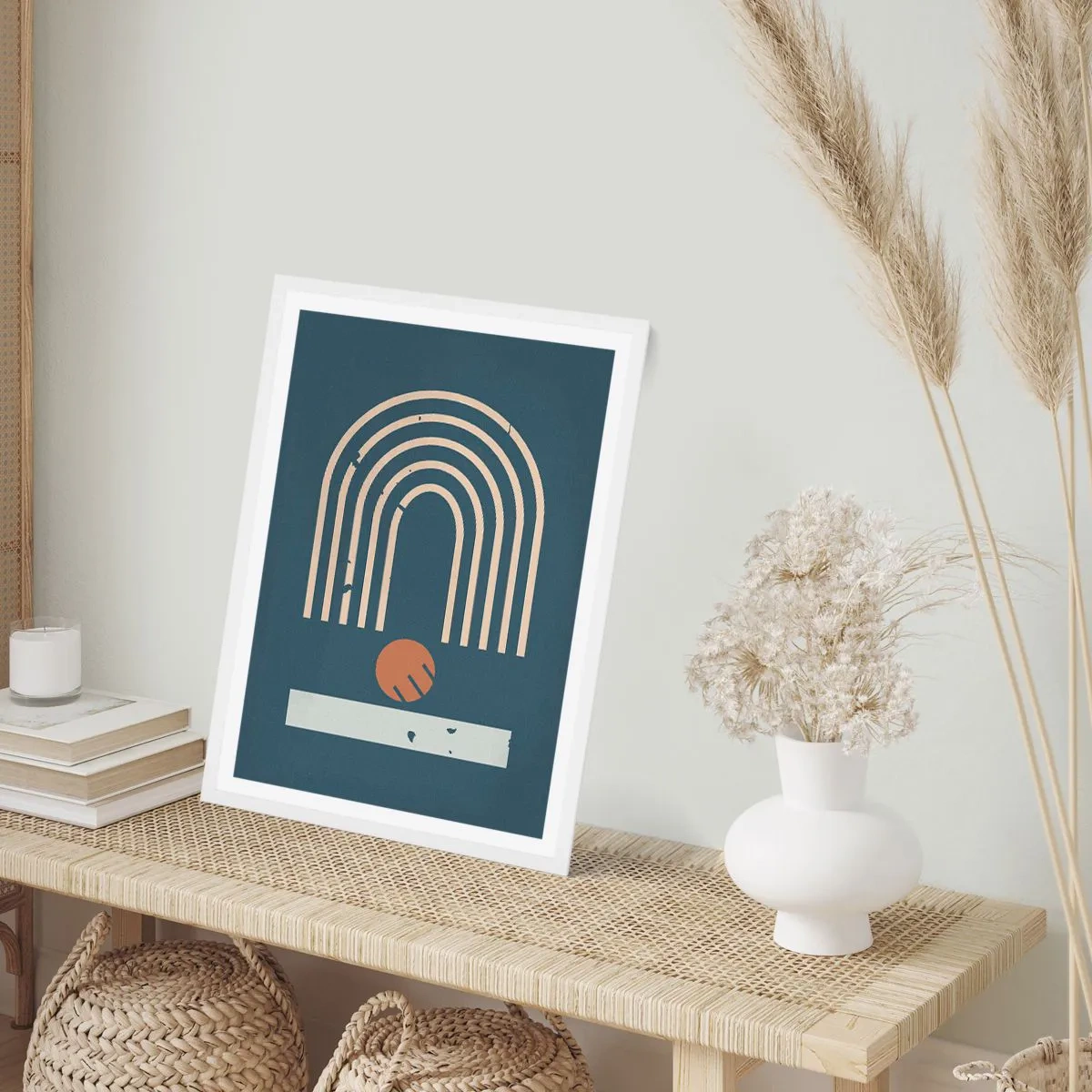 Poster in cornice bianca - Geometria in blu - 61x91 cm