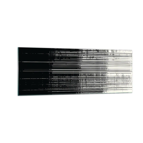 Quadro su vetro - Composizione astratta di linee in bianco e nero contrastanti - 140x50cm - Onde e vibrazioni - Decorazione murale moderna per soggiorno e camera da letto ARTTOR