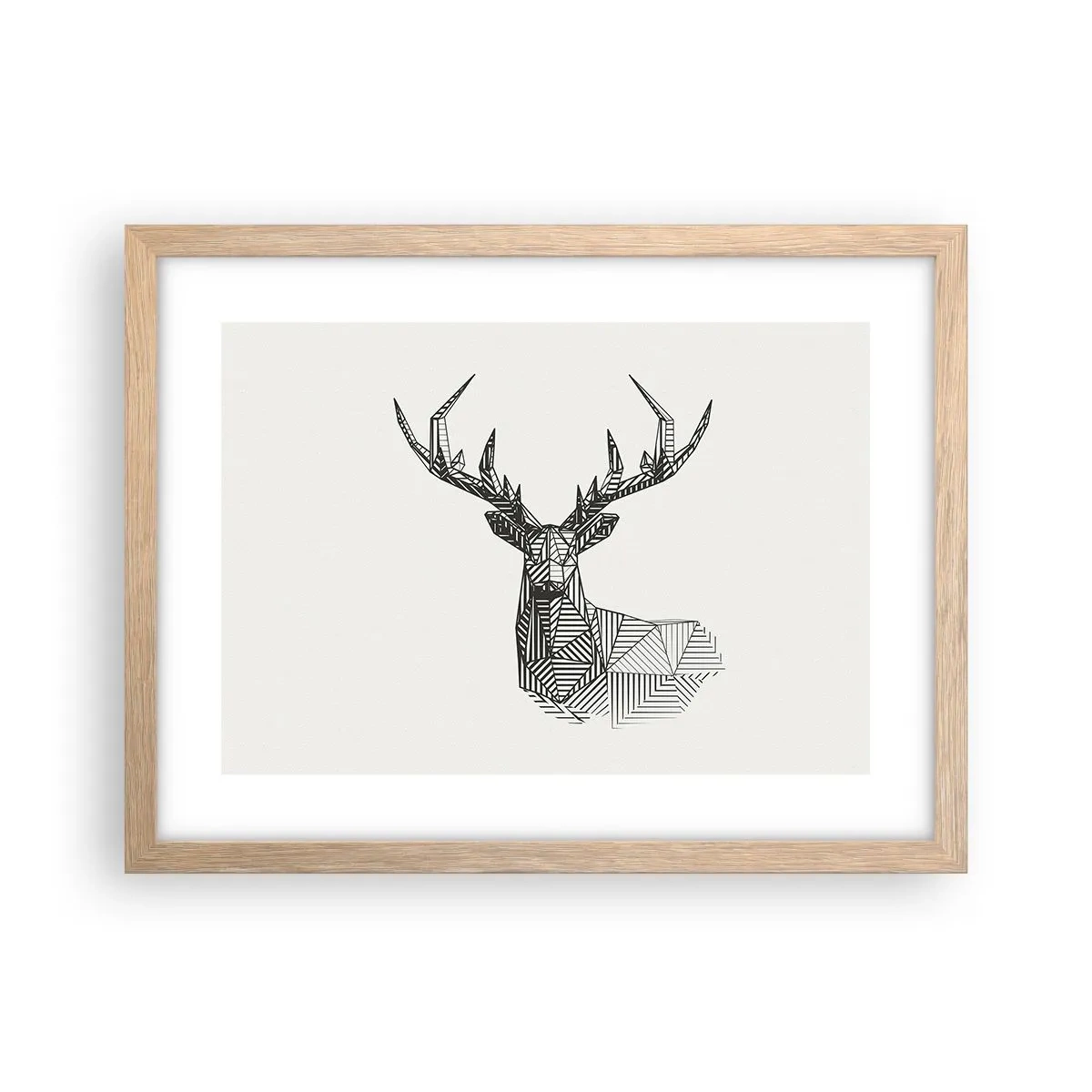 Poster in cornice rovere chiaro - Cervo in stile cubista - 40x30 cm
