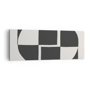 Quadro su tela - Stampe su Tela - Forme geometriche astratte in bianco e nero - 140x50cm - Antitesi - sintesi - Decorazione murale moderna per soggiorno e camera da letto ARTTOR
