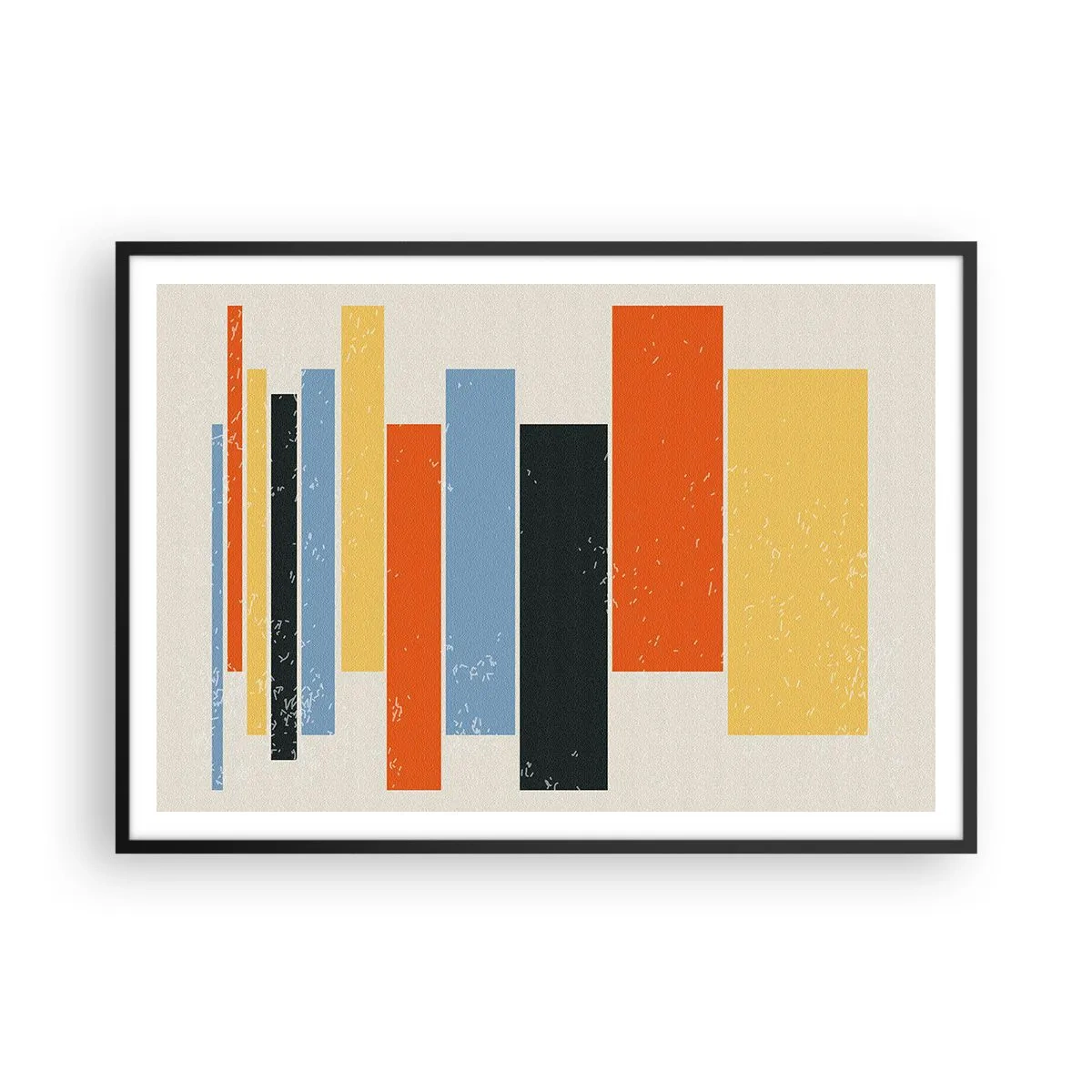 Poster in cornice nera - Rettangoli colorati in una disposizione moderna - 100x70cm - Notazione musicale - Decorazione murale moderna per soggiorno e camera da letto ARTTOR