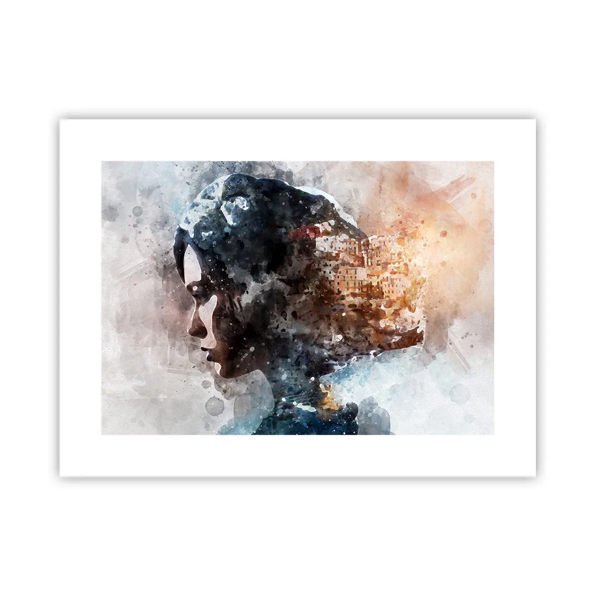 Poster - Racconto su una ragazza con città sullo sfondo - 40x30 cm