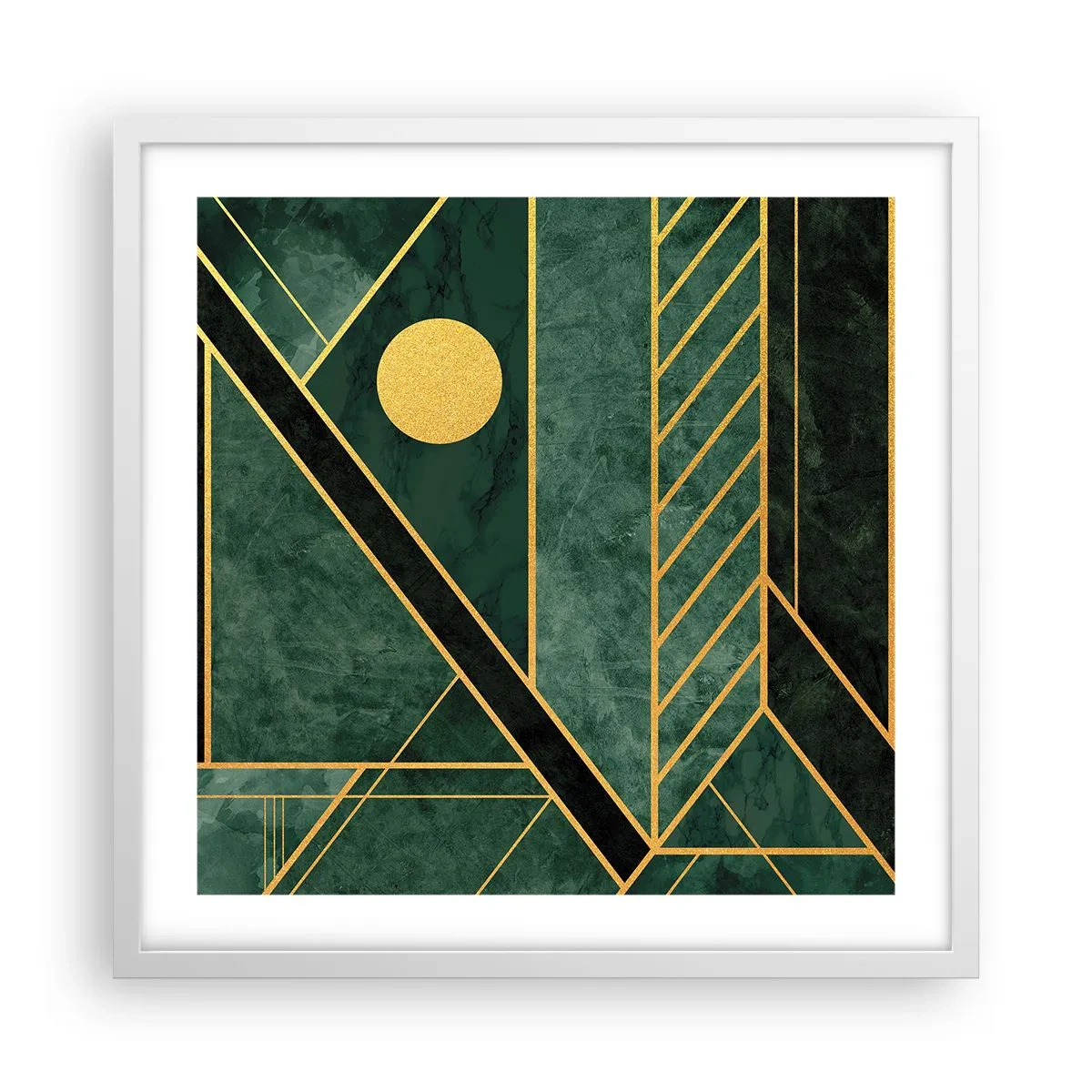 Poster in cornice bianca - Dinamica di oro e azzurro - 50x50 cm