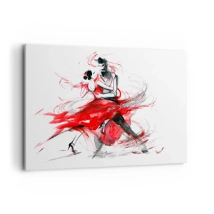 Quadro su tela - Stampe su Tela - Ballerini in una danza dinamica con accenti rossi - 120x80cm - Tango: il ritmo della passione - Decorazione murale moderna per soggiorno e camera da letto ARTTOR