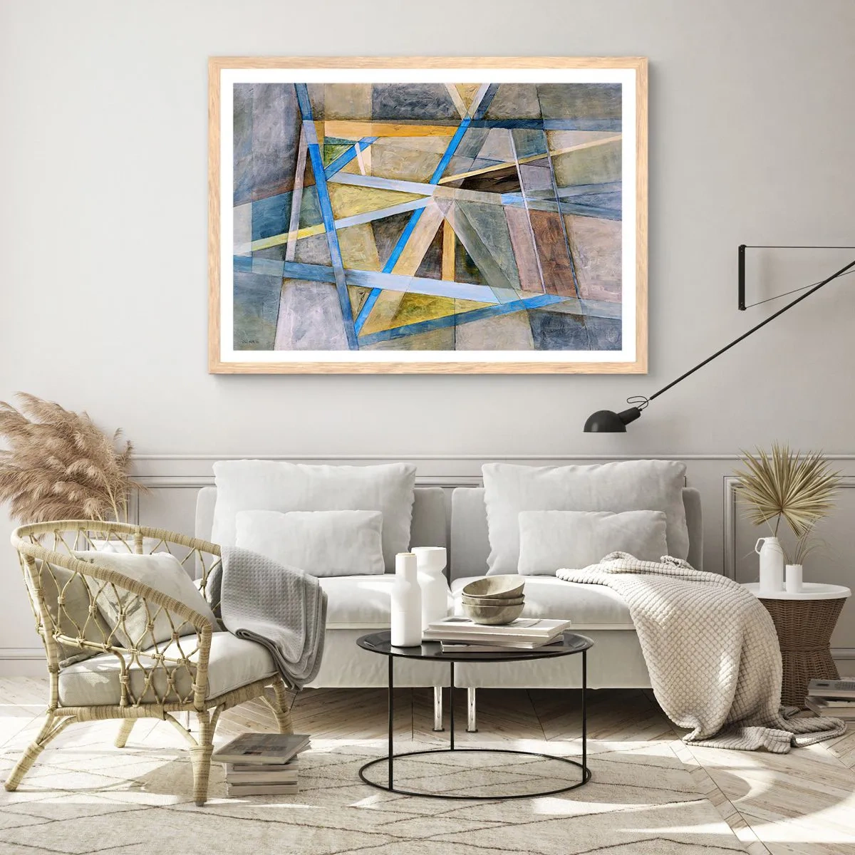 Poster in cornice rovere chiaro - Dritto o obliquo? - 100x70 cm