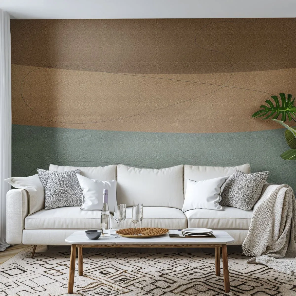 Fotomurali Premium Sand - Composizione astratta nei toni della terra - 100x70cm - Composizione orizzontale - Decorazione murale moderna per soggiorno e camera da letto ARTTOR