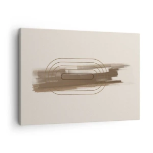 Quadro su tela - Stampe su Tela - Una composizione minimalista nei toni del beige e del grigio con un motivo geometrico - 70x50cm - Un soffio di grigio - Decorazione murale moderna per soggiorno e camera da letto ARTTOR