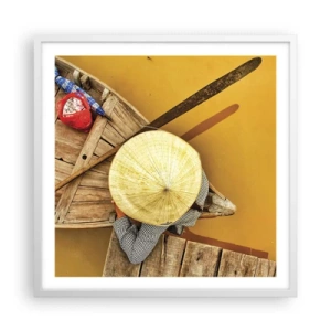 Poster in cornice bianca - Vita sul Fiume Giallo - 60x60 cm