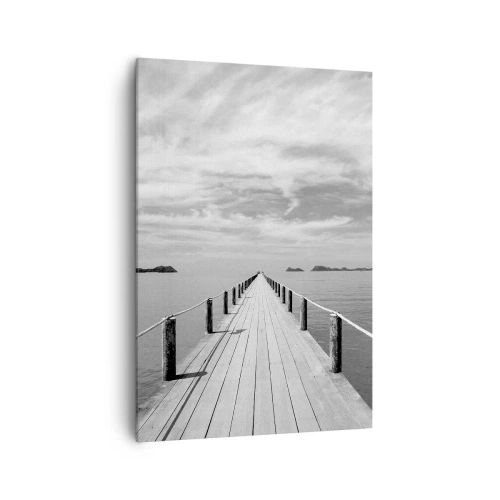 Quadro su tela - Stampe su Tela - Un molo di legno che si estende in lontananza sopra un mare calmo - 70x100cm - Forse un viaggio... - Decorazione murale moderna per soggiorno e camera da letto ARTTOR