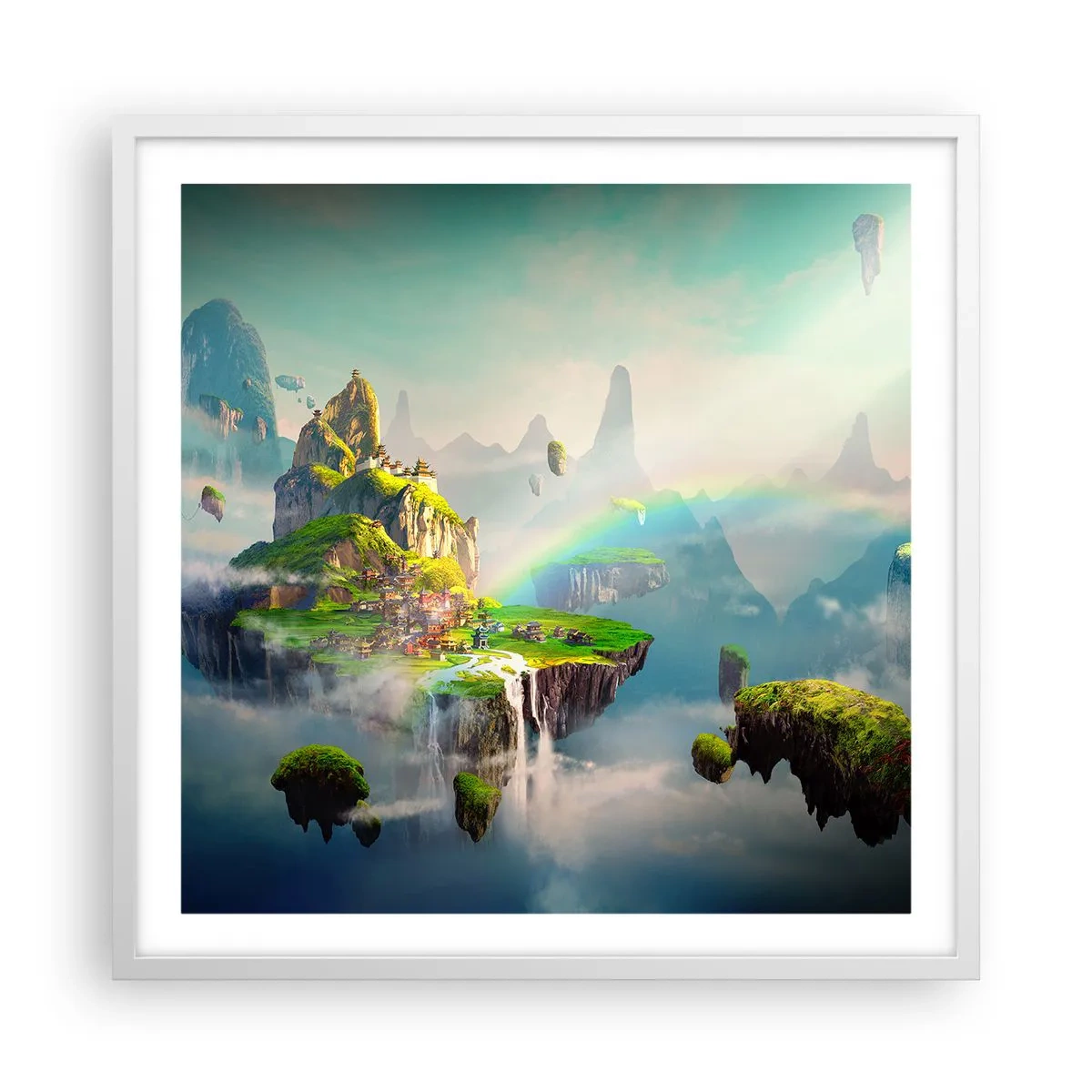 Poster in cornice bianca - In mezzo al cielo: isole fortunate - 60x60 cm