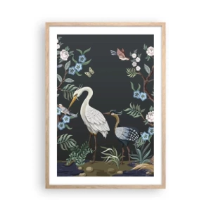 Poster in cornice rovere chiaro - La parata degli uccelli - 50x70 cm