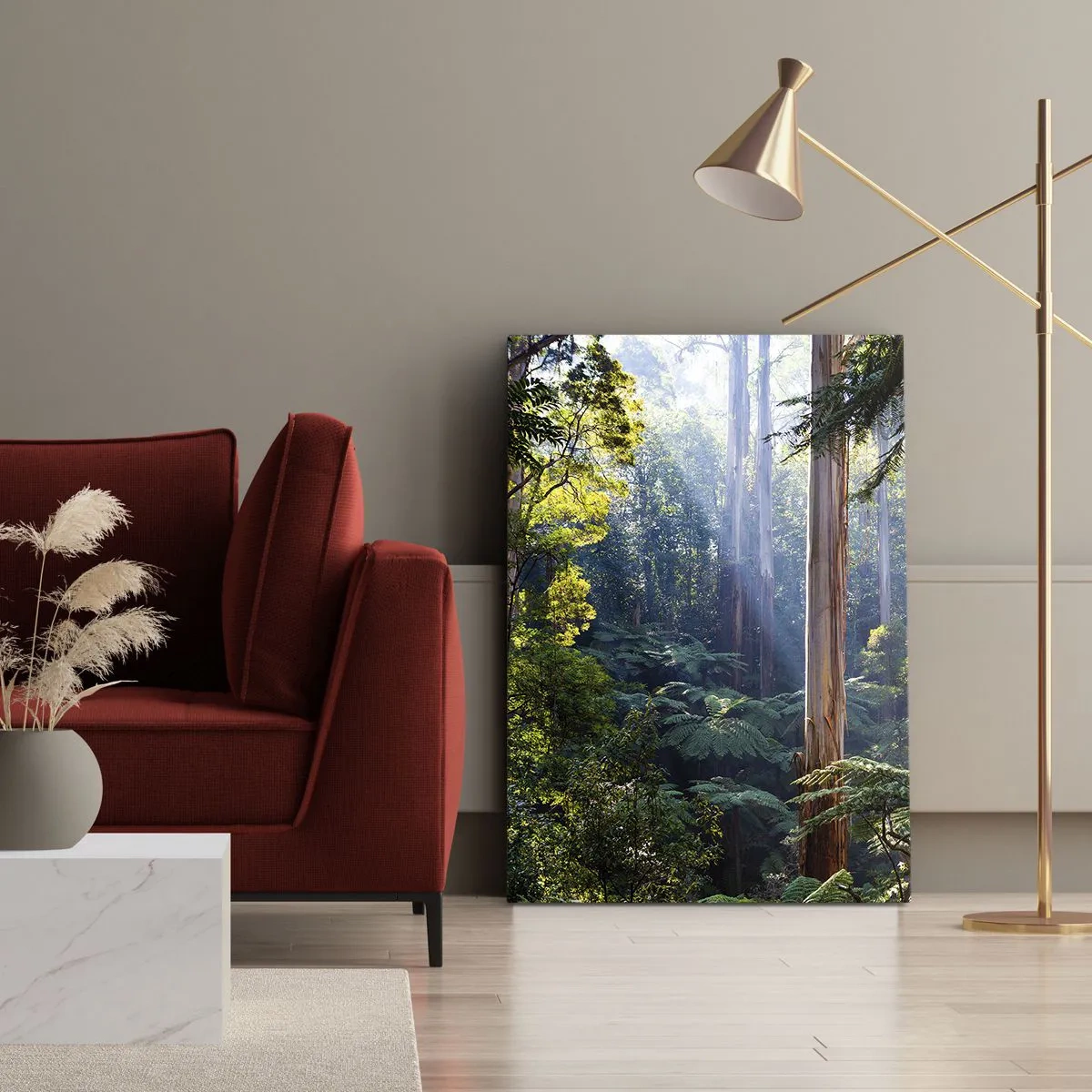 Quadro su tela - Stampe su Tela - Foresta tropicale illuminata dai raggi del sole - 80x120cm - La favola del bosco - Decorazione murale moderna per soggiorno e camera da letto ARTTOR