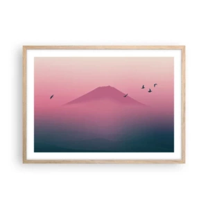 Poster in cornice rovere chiaro - Viandanti sopra le nuvole - 70x50 cm