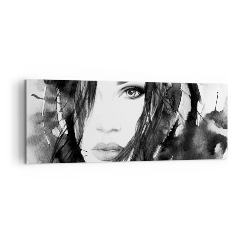 Quadro su tela - Stampe su Tela - Ritratto di donna in acquerello bianco e nero - 140x50cm - Ritratto di donna in bianco e nero - Decorazione murale moderna per soggiorno e camera da letto ARTTOR
