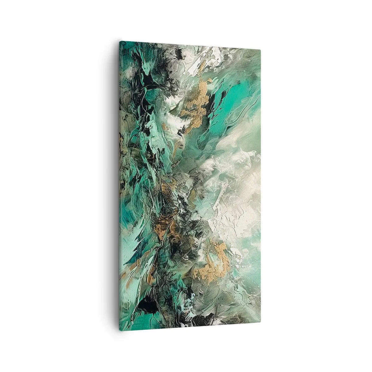 Quadro su tela - Stampe su Tela - Frangente nero e smeraldo - 55x100 cm