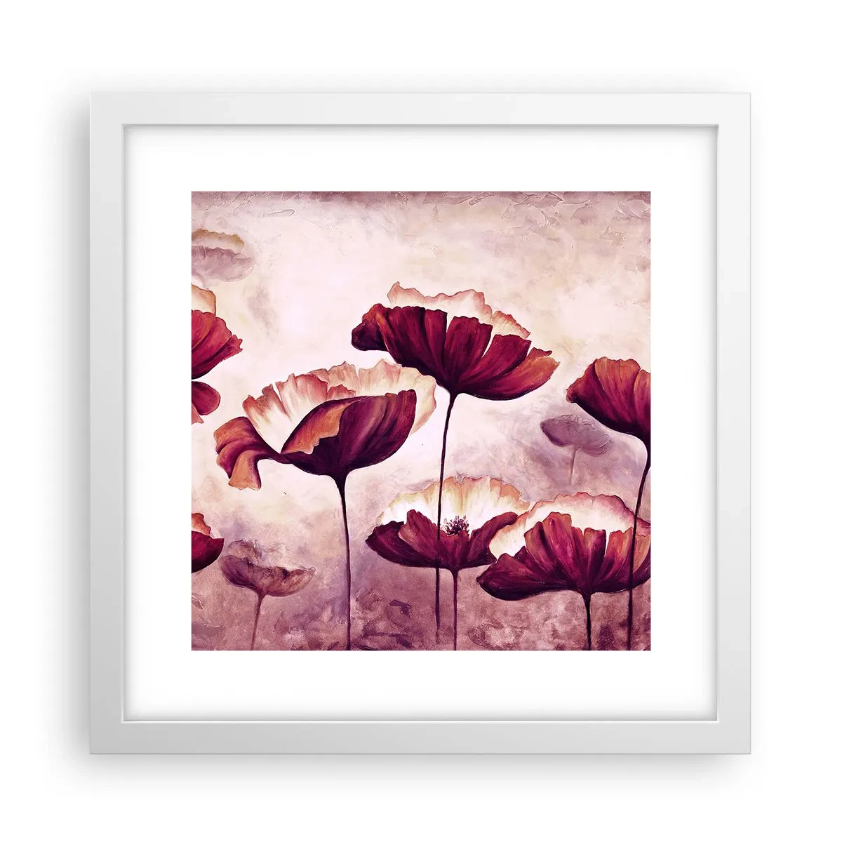 Poster in cornice bianca - Petalo rosso e bianco - 30x30 cm