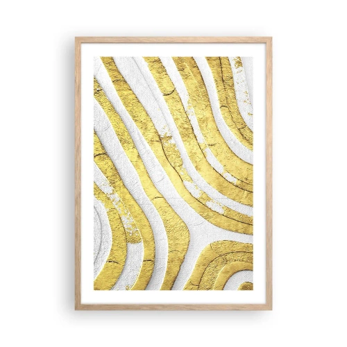 Poster in cornice rovere chiaro - Composizione in bianco e oro - 50x70 cm