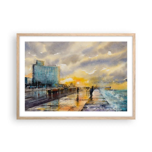 Poster in cornice rovere chiaro - Vita sulla costa - 70x50 cm