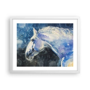 Poster in cornice bianca - Ritratto in luce blu - 50x40 cm