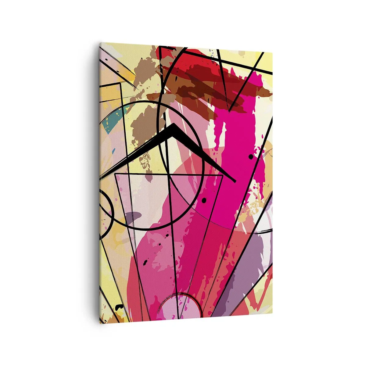 Quadro su tela - Stampe su Tela - Astrazione con linee e forme geometriche - 70x100cm - Esplosione - Decorazione murale moderna per soggiorno e camera da letto ARTTOR