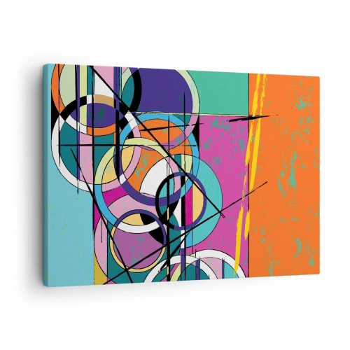 Quadro su tela - Stampe su Tela - Astrazione colorata con cerchi geometrici - 70x50cm - Un cerchio dietro l'altro - Decorazione murale moderna per soggiorno e camera da letto ARTTOR