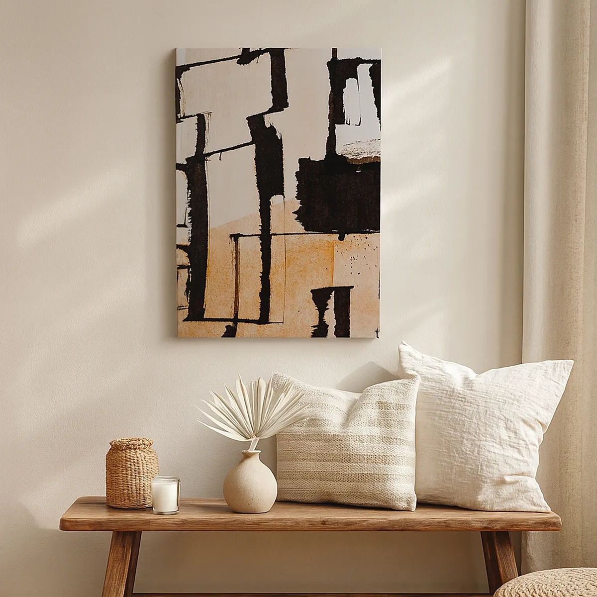 Quadro su tela - Stampe su Tela - Motivi geometrici nei toni del marrone e del beige - 50x70cm - Comunque in ordine - Decorazione murale moderna per soggiorno e camera da letto ARTTOR