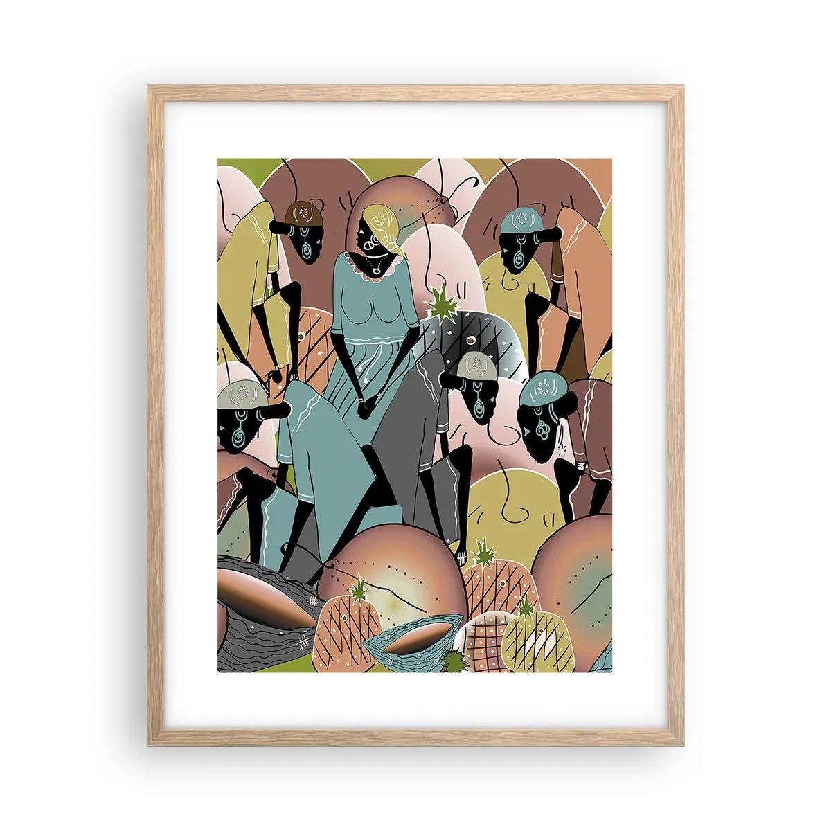 Poster in cornice rovere chiaro - Arriva la grande festa - 40x50 cm