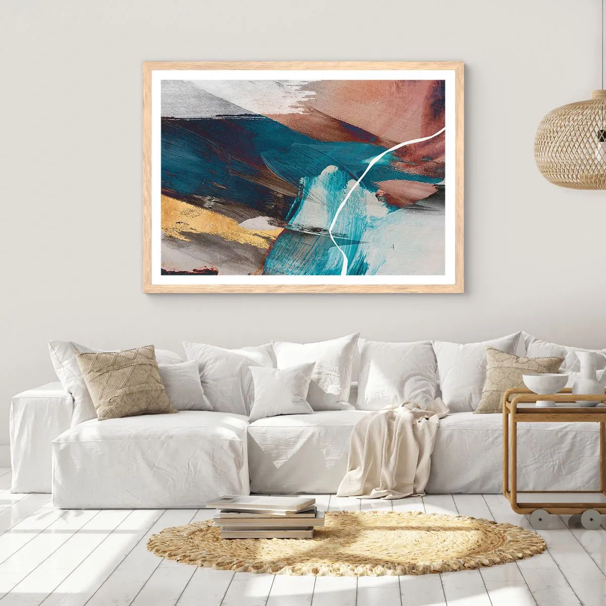 Poster in cornice rovere chiaro - Con forza ed energia - 91x61 cm