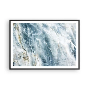 Poster in cornice nera - Texture marmorea nei toni del blu e del bianco - 100x70cm - Mondo di ghiaccio - Decorazione murale moderna per soggiorno e camera da letto ARTTOR