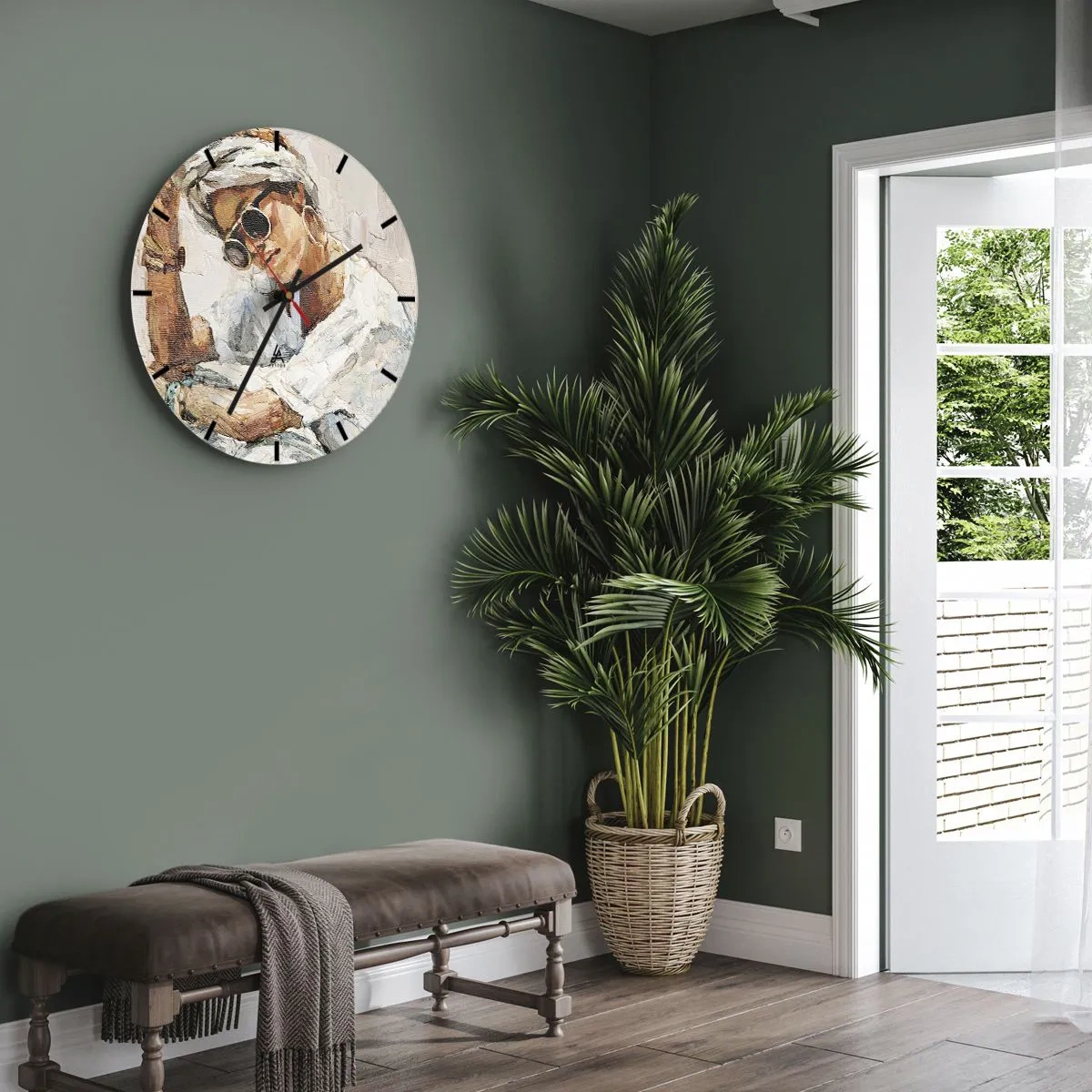 Orologio da parete - Orologio in Vetro - Ritratto in pieno sole - 40x40 cm