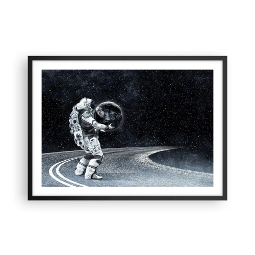 Poster in cornice nera - Astronauta con la Terra contro il cielo stellato - 70x50cm - Sulla Via Lattea - Decorazione murale moderna per soggiorno e camera da letto ARTTOR