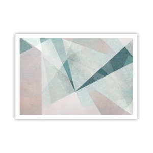 Poster - Forme geometriche in tonalità pastello di blu e grigio - 100x70cm - Con calma ma dinamicamente - Decorazione murale moderna per soggiorno e camera da letto ARTTOR