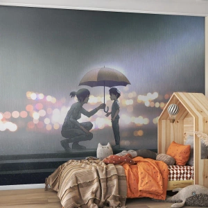 Fotomurali Premium Canvas - E già tutto va bene - Per bambini, Famiglia, Ombrello - 250x175 cm
