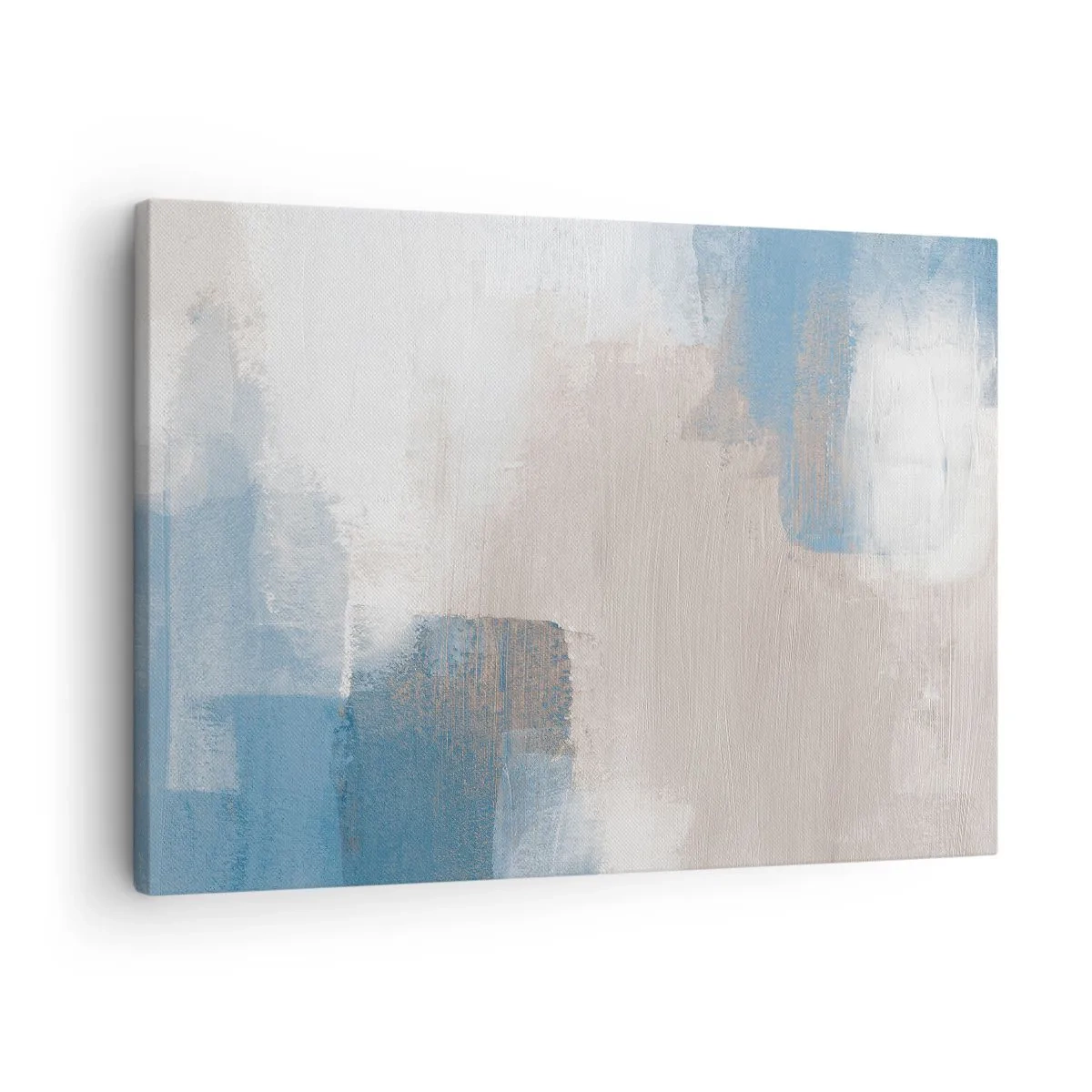 Quadro su tela - Stampe su Tela - Forme astratte nei toni del blu e del beige - 70x50cm - Astrazione rosa coperta dal blu - Decorazione murale moderna per soggiorno e camera da letto ARTTOR